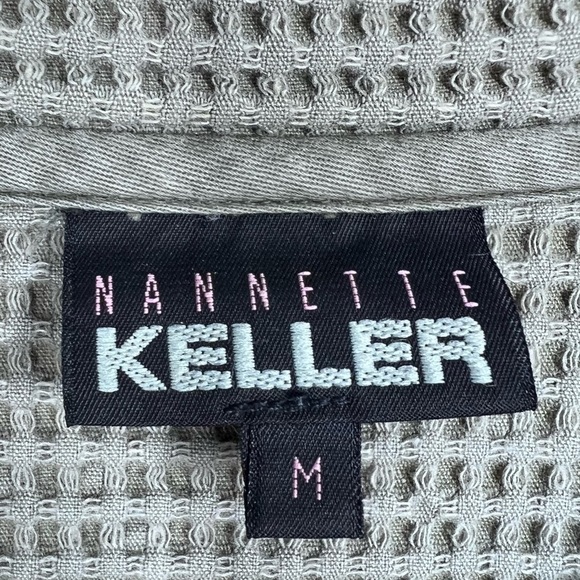 VTG NANETTE KELLER 100% Cotton Large Waffle Knit button down Long Sleeve Top - Picture 2 of 7